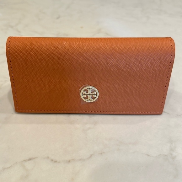 Tory Burch Orange Sunglasses Case Gold Logo NWOT - Picture 1 of 7